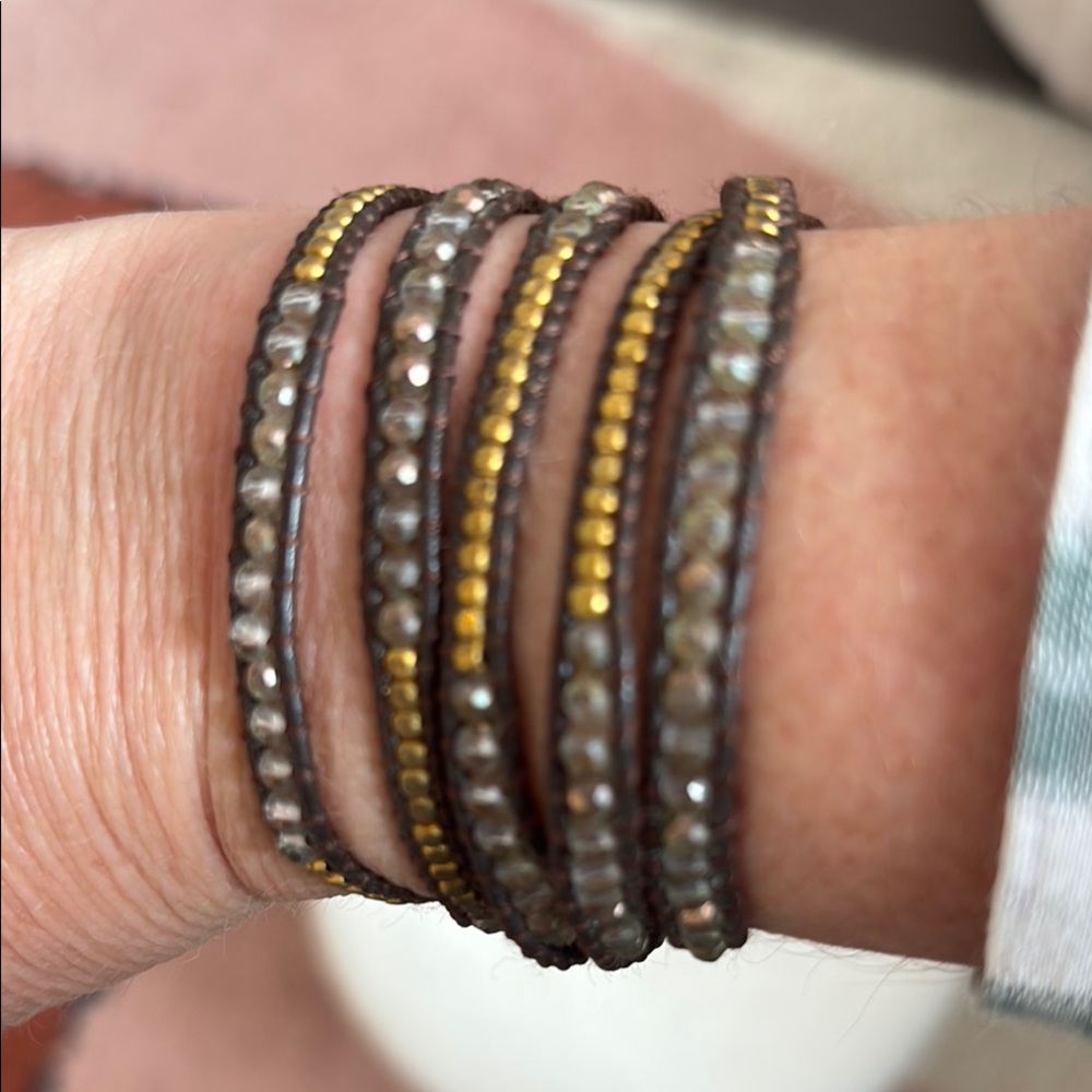Nakamol long skinny wrap beaded bracelet adjustable EUC